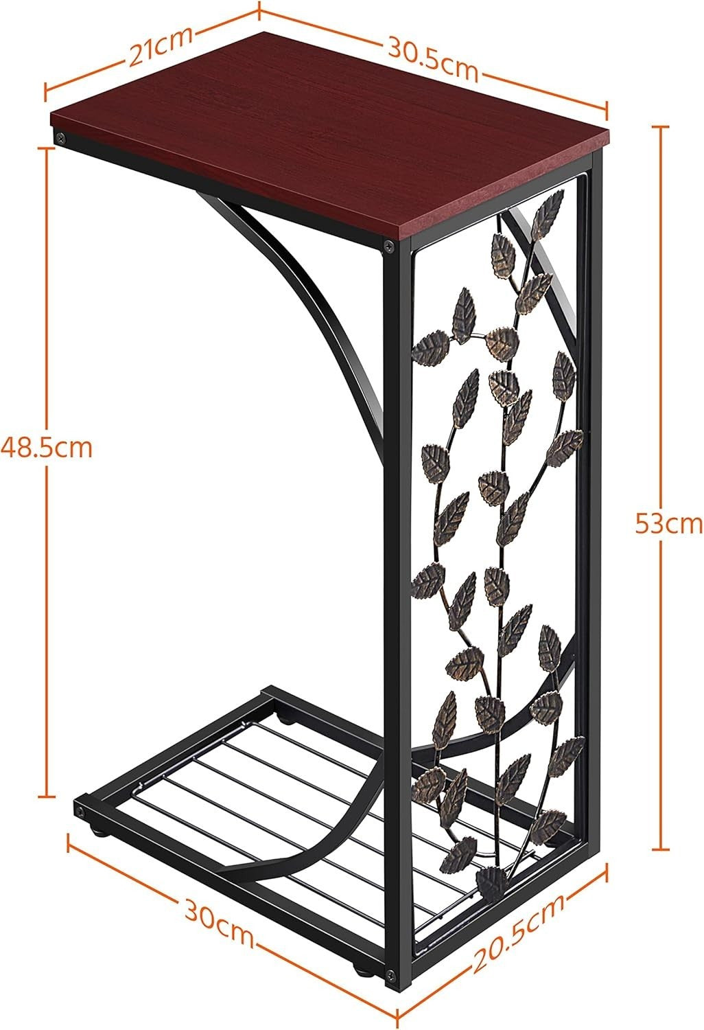 C-Shaped Sofa Side Table with Storage Shelf – Compact Laptop Snack Tray