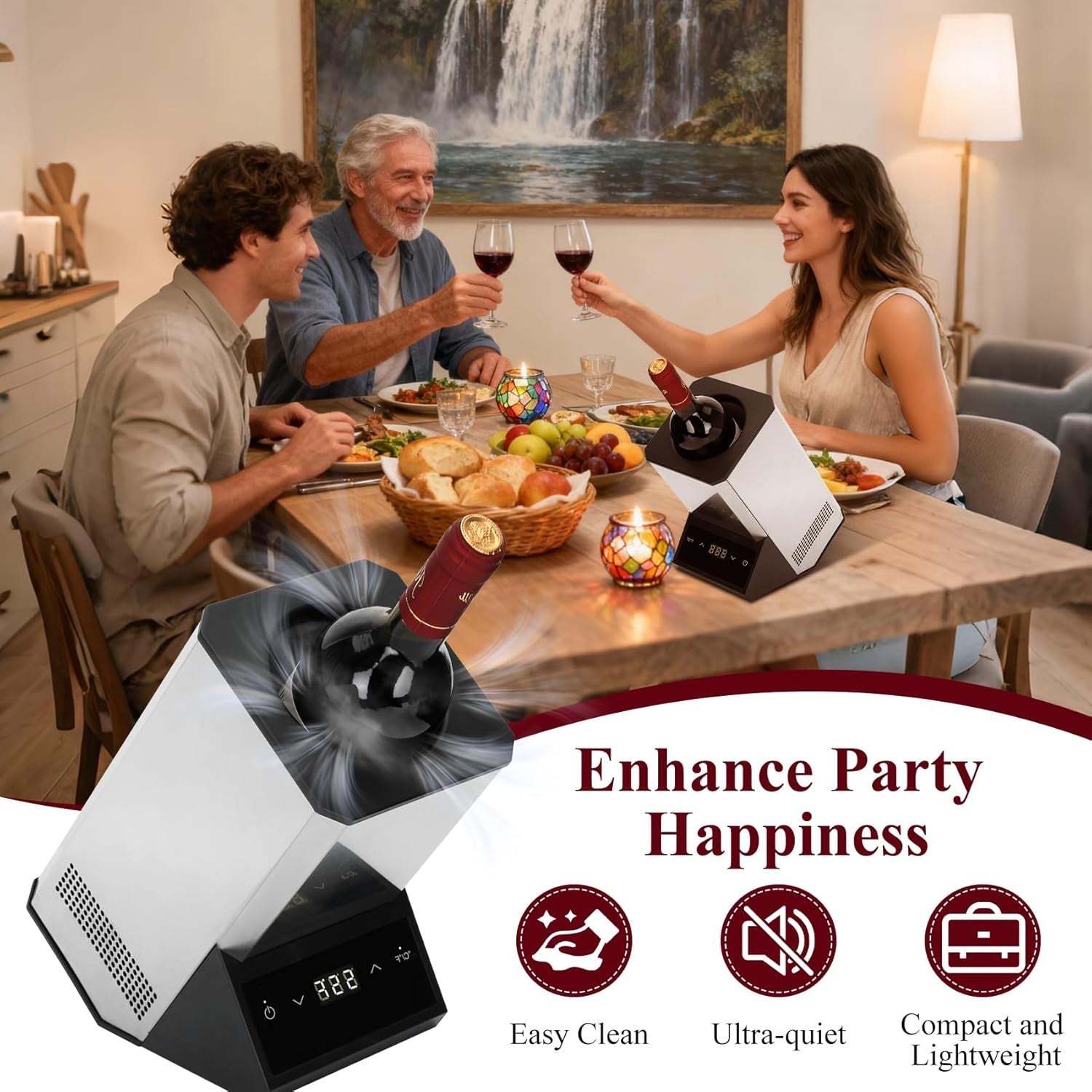 Electric Wine Chiller Single Bottle Iceless Touch Control 750ml Cooler