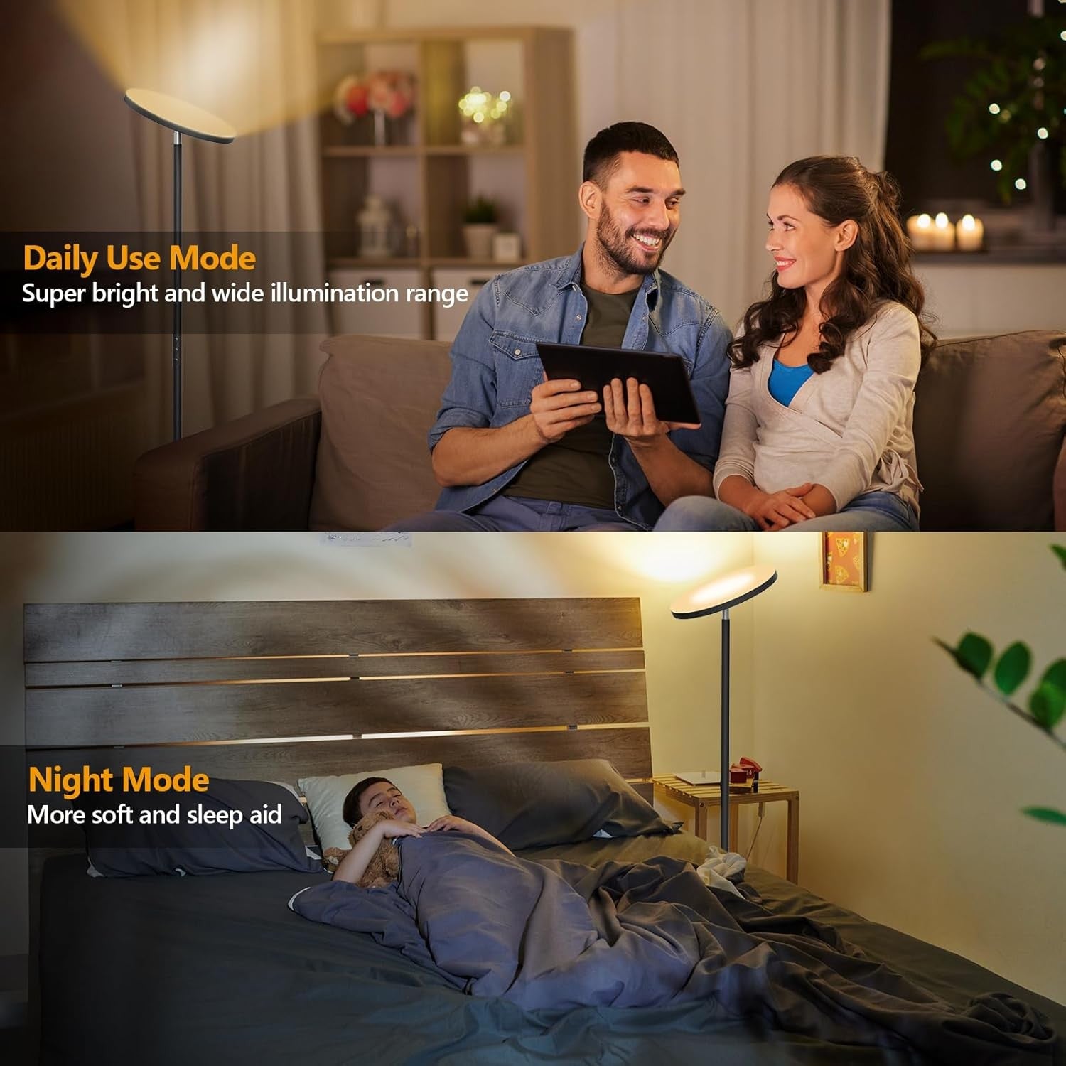 LED Uplighter Floor Lamp Dimmable 2700K-6500K Remote Touch Reading Light