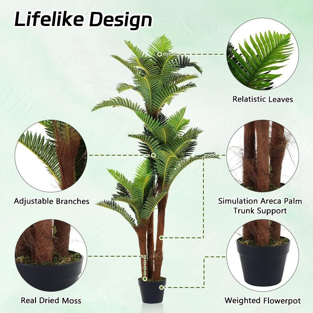 150cm Artificial Cycas Palm Tree in Pot Tropical Green Indoor Outdoor Decoration