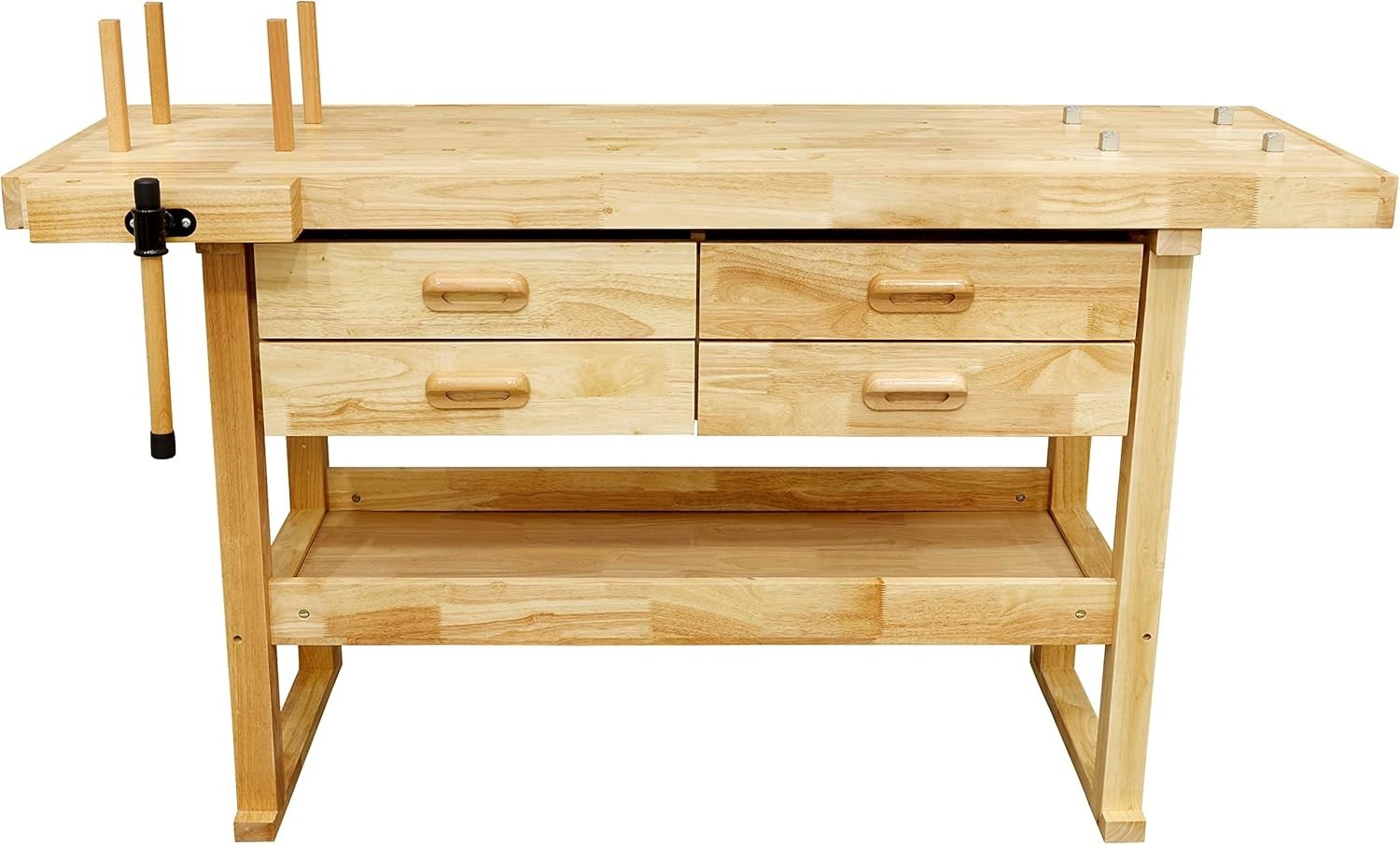 Woodworking Bench Rubberwood 4 Drawers Front Vice 1520x620x820mm