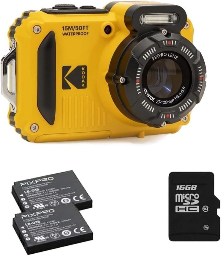 16MP Waterproof Tough Camera 4X Zoom Adventure Camera Kit Yellow
