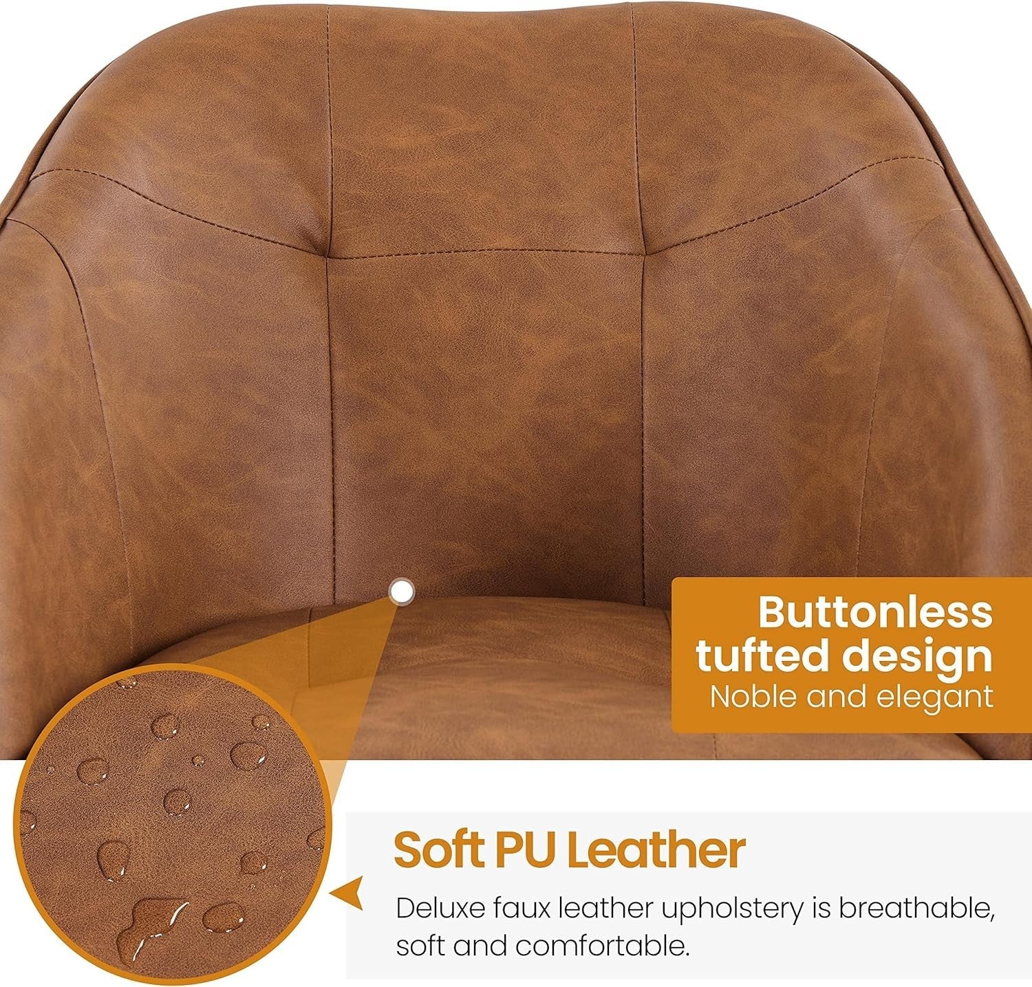 Ergonomic Faux Leather Office Desk Chair Adjustable Swivel Armchair Brown