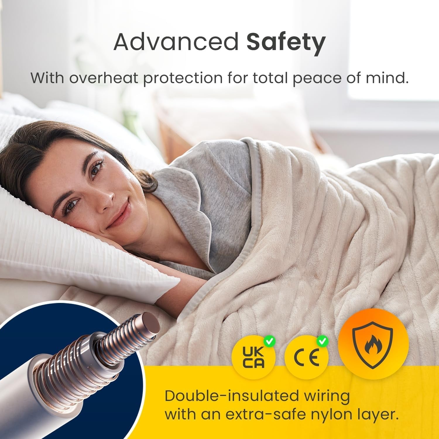 Electric Heated Throw Blanket 10 Heat Timer Remote Washable 160x130cm