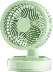 Green Compact Desktop Fan – Silent 3-Speed Oscillating Mini Table Cooling Fan