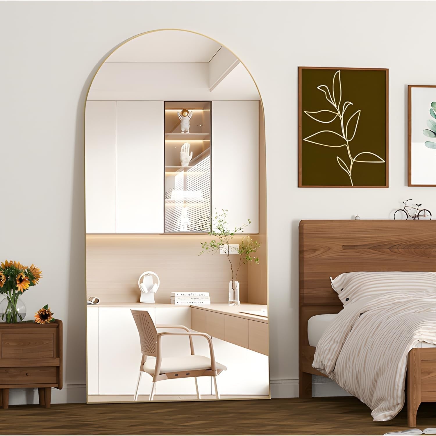 Gold Arch Full Length Mirror 180x80cm Standing Wall Leaning Bedroom Modern