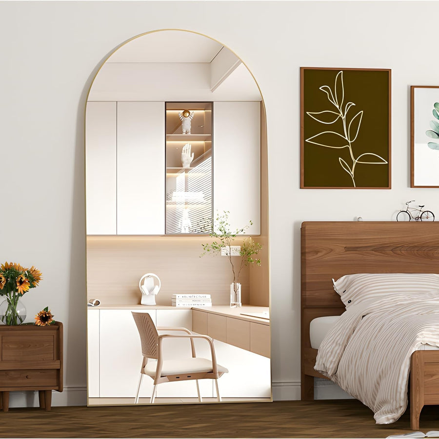 Gold Arch Full Length Mirror 180x80cm Standing Wall Leaning Bedroom Modern