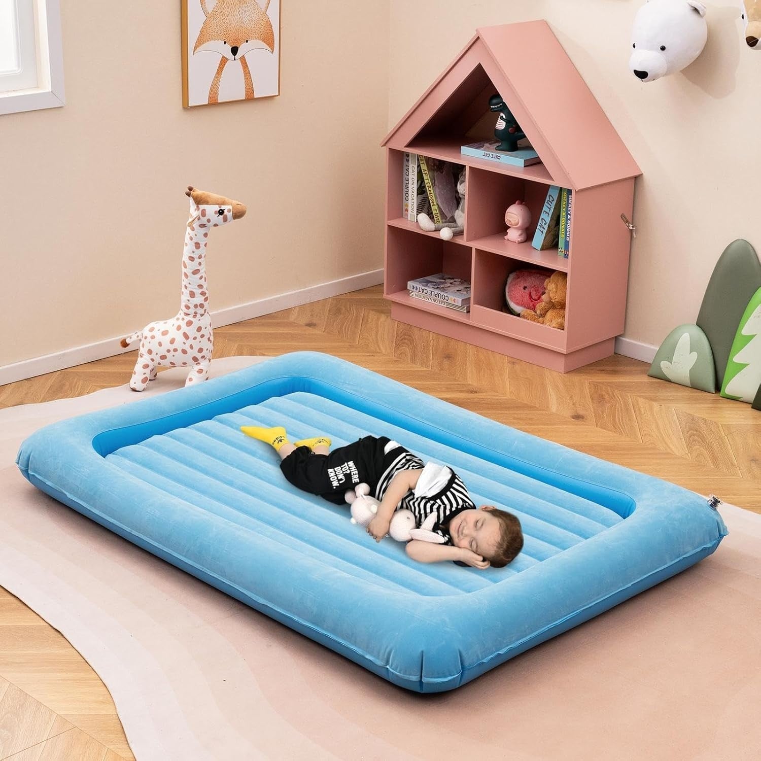 Kids Inflatable Travel Bed with Electric Pump | Portable Air Mattress for Campin