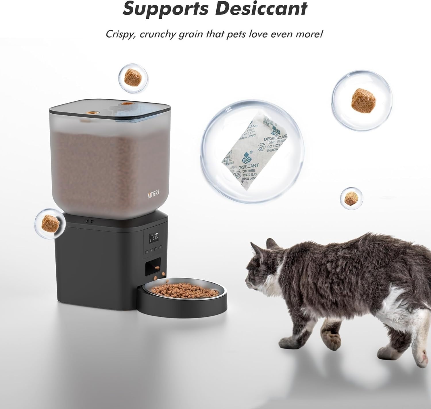 8L Automatic Cat Feeder Timed Pet Food Dispenser 1-6 Meals Voice Record