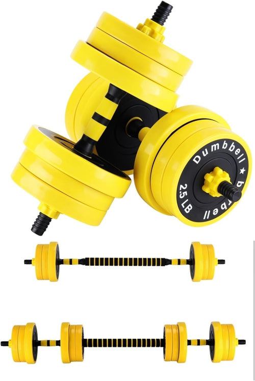 33LB 2-in-1 Adjustable Dumbbell & Barbell Set Foam Grip Home Gym