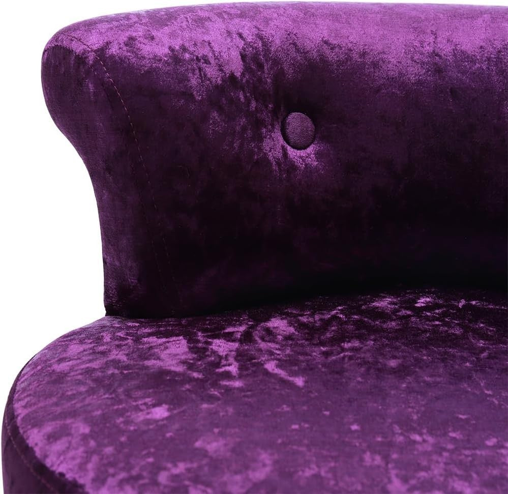 Purple Velvet High-Back Vanity Stool with Solid Wood Legs – Dressing Table Chair