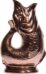 Copper Lustre XL Gluggle Jug 1.4L – Iridescent Ceramic Fish Pitcher Vase Décor