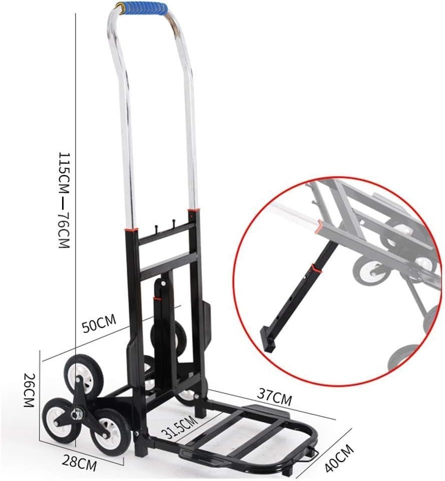 6 Wheel Stair Climbing Hand Truck Folding Trolley Heavy Duty Cart