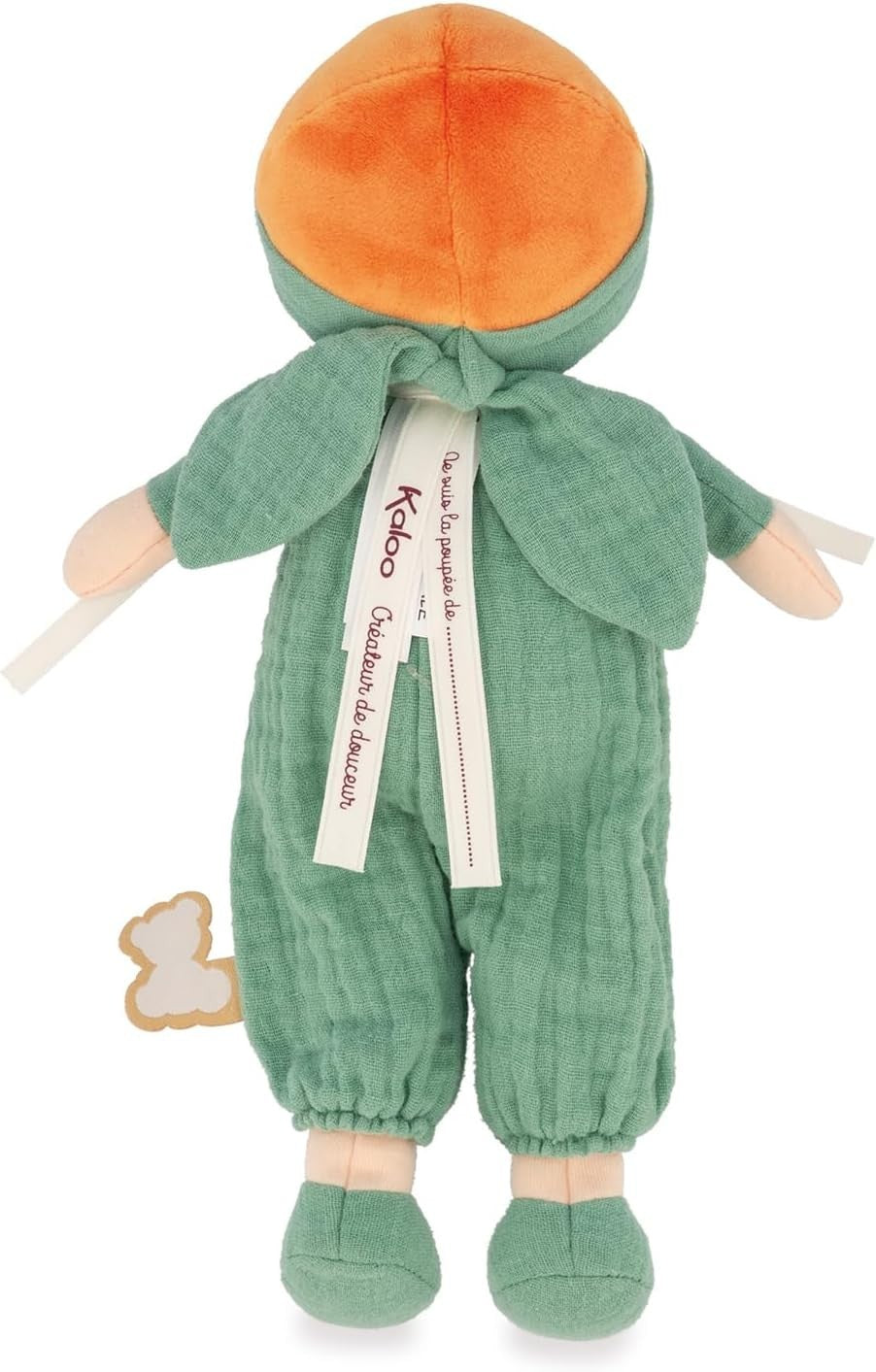 25cm Soft Fabric Rag Doll Muslin Dungarees Personalised Ribbon Newborn Gift