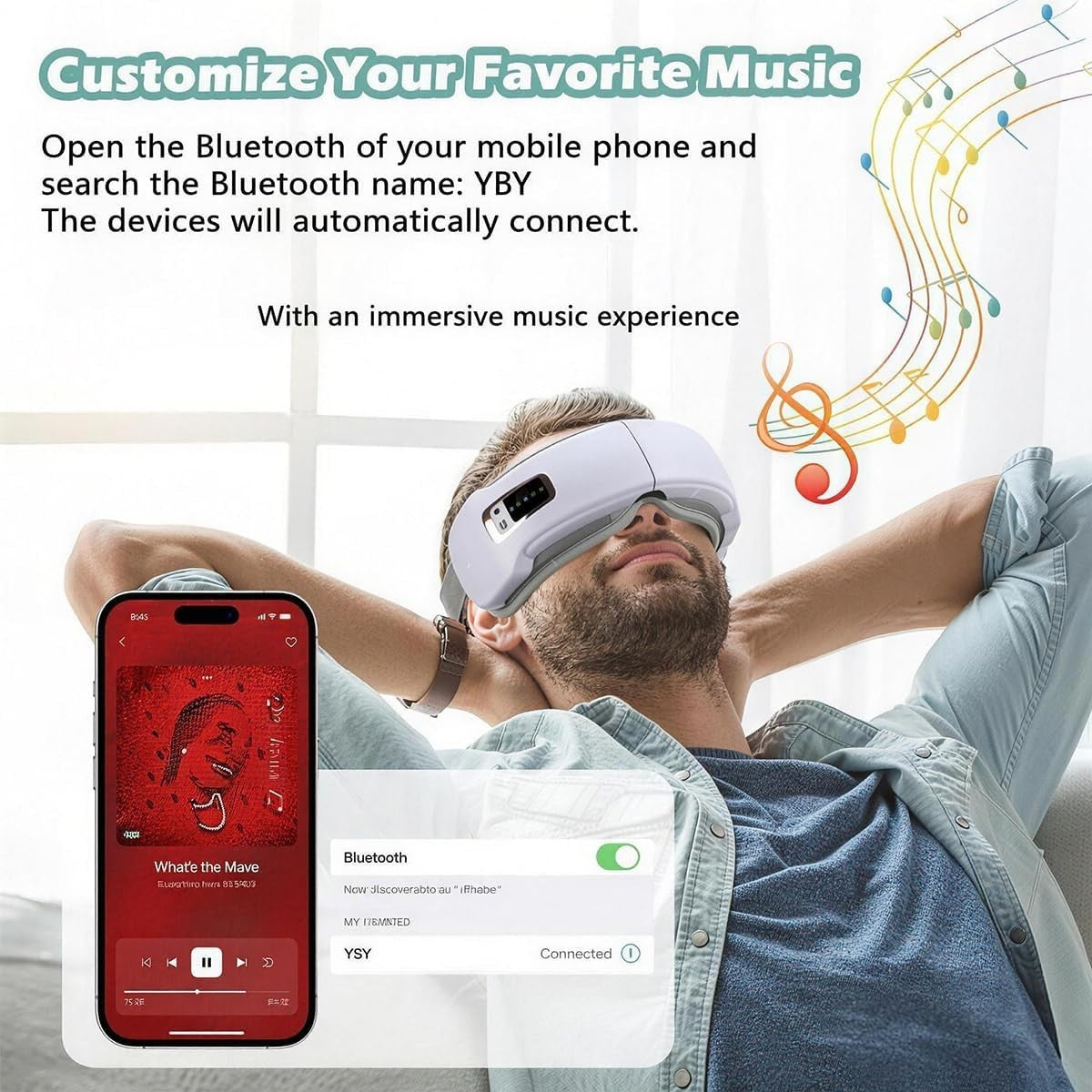 Heated Eye Massager Bluetooth Sleep Mask Dry Eyes Headache Relief