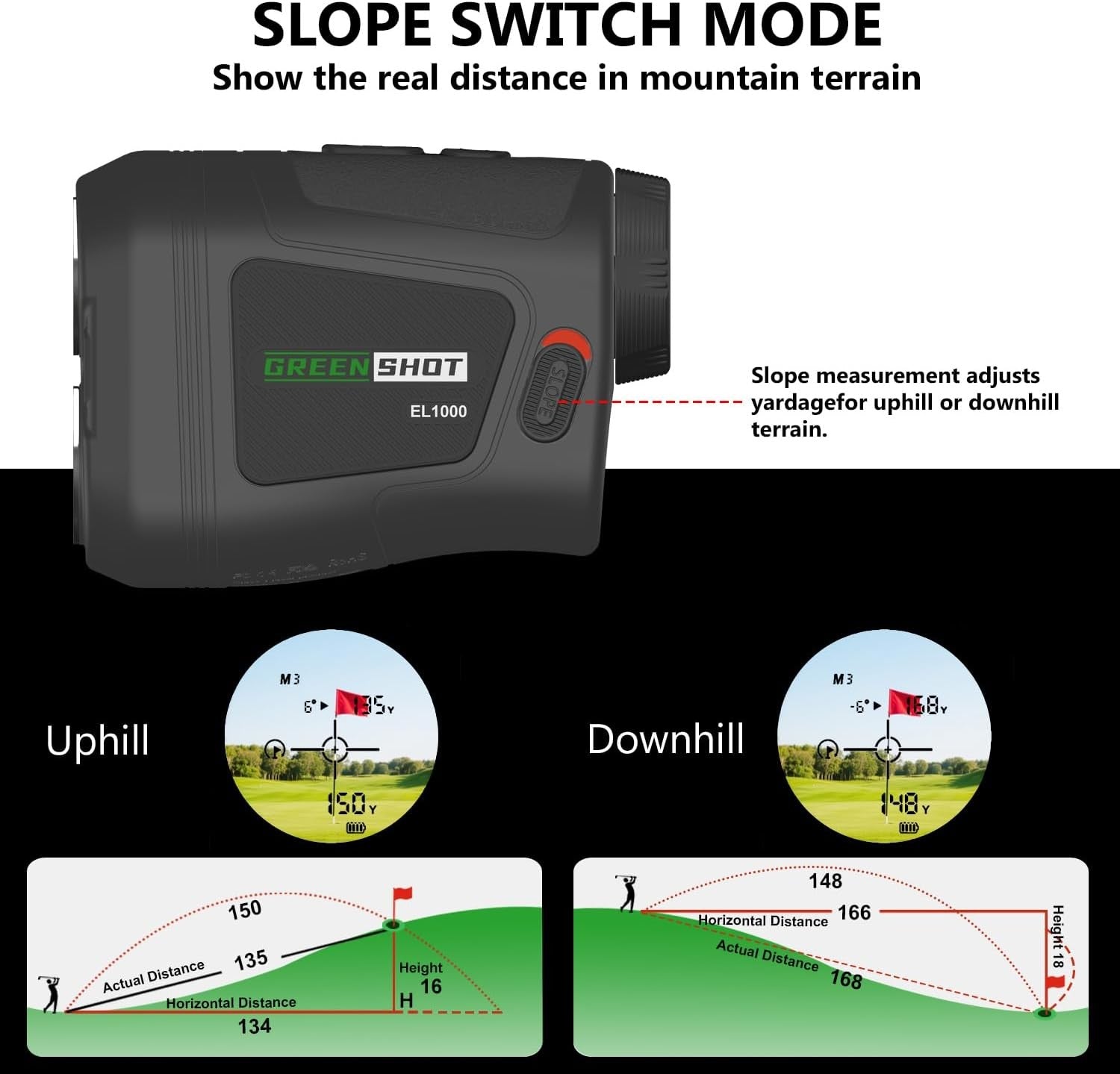 Golf Laser Rangefinder 1200 Yards Slope Flag 6X Rechargeable