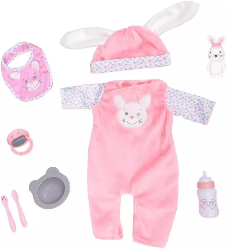 Soft Baby Doll Bunny Outfit Feed & Play Set Birth Certificate