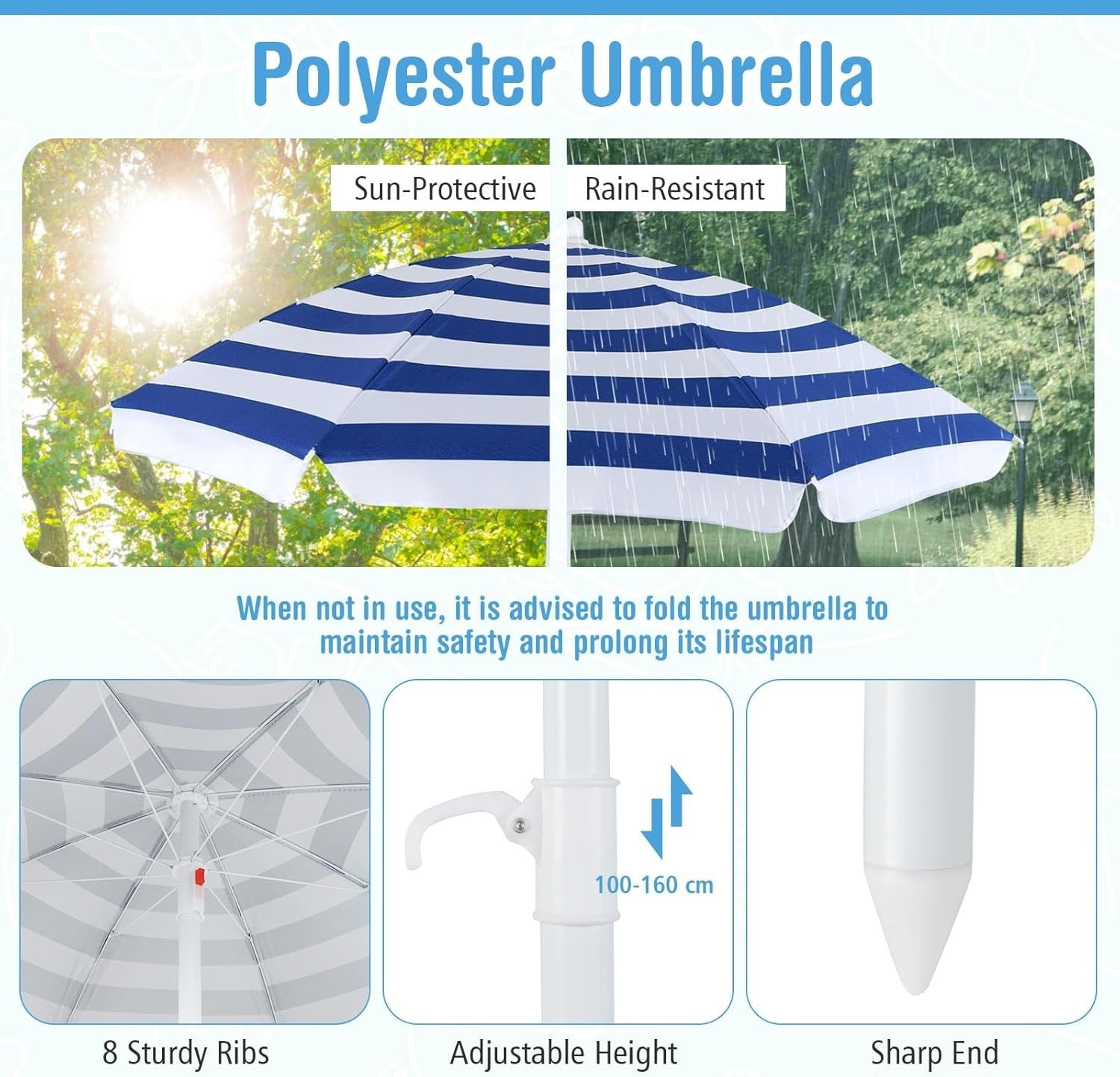 Kids Outdoor Picnic Table & Chairs Set with Adjustable Umbrella, Seats 8