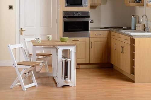4-Seater Butterfly Dining Set White Pine Folding Chairs Space-Saving