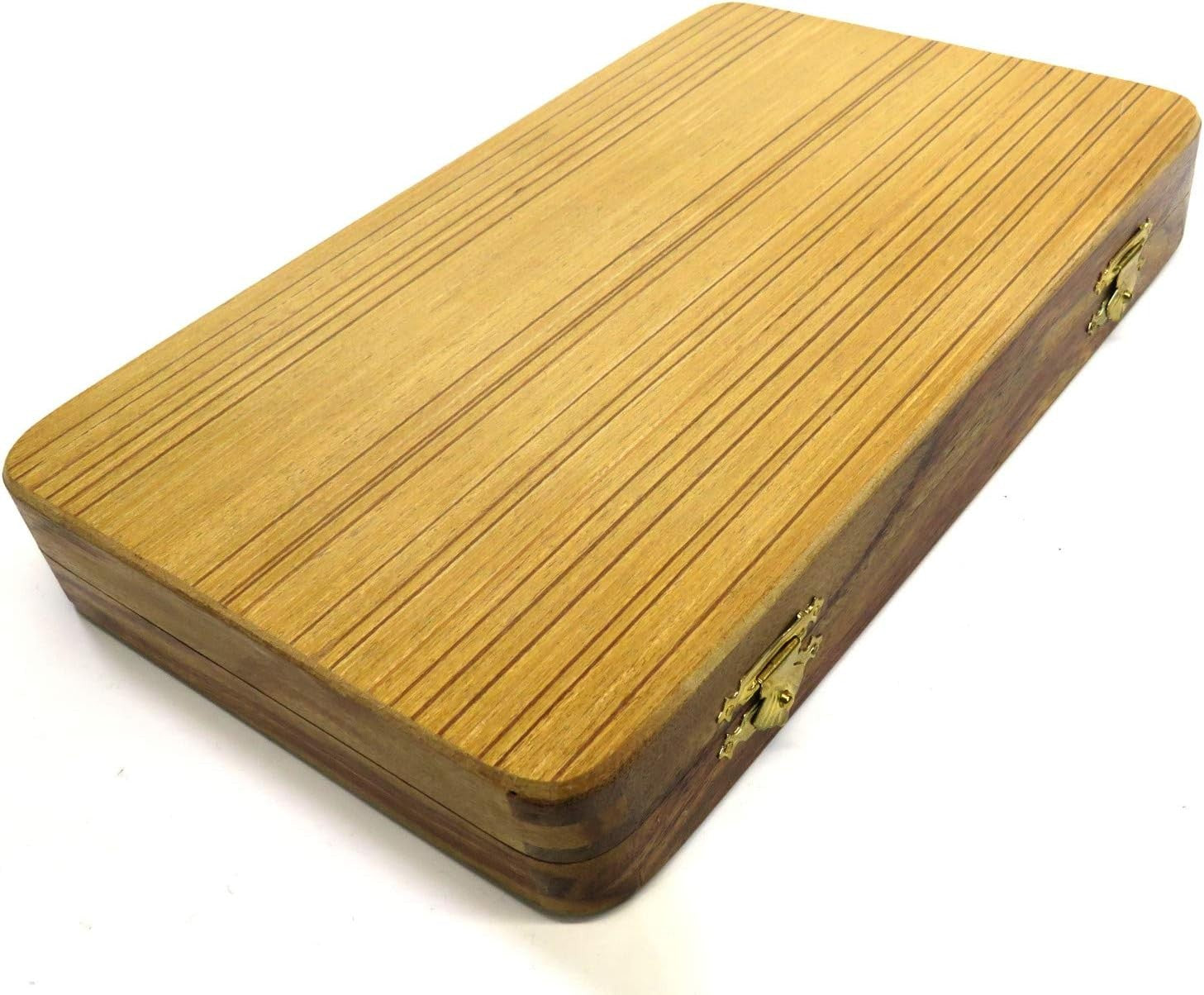 Wooden Folding Backgammon Set 12in Inlaid Board Travel Strategy Game