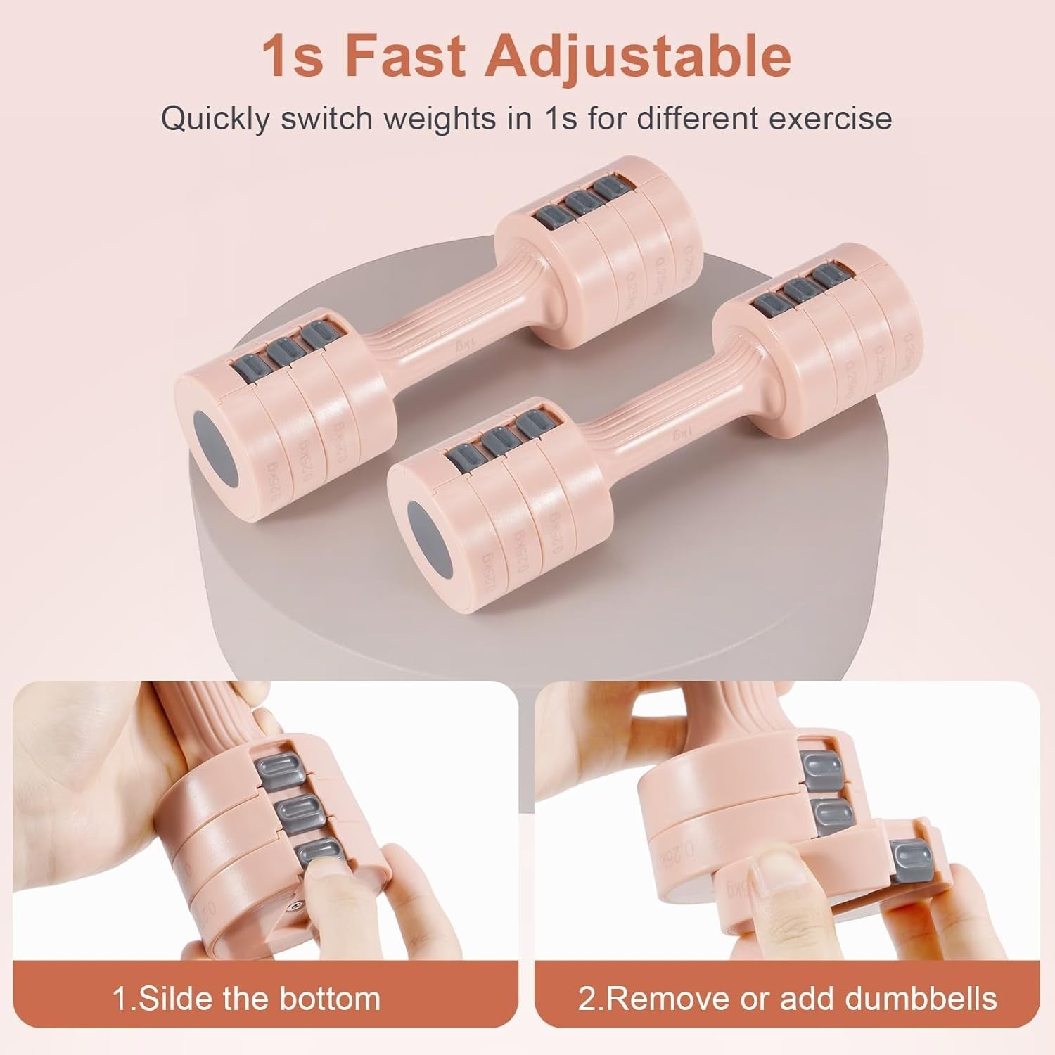 Adjustable Dumbbell Set Women 4-in-1 Hand Weights 1–2.5kg Home Gym
