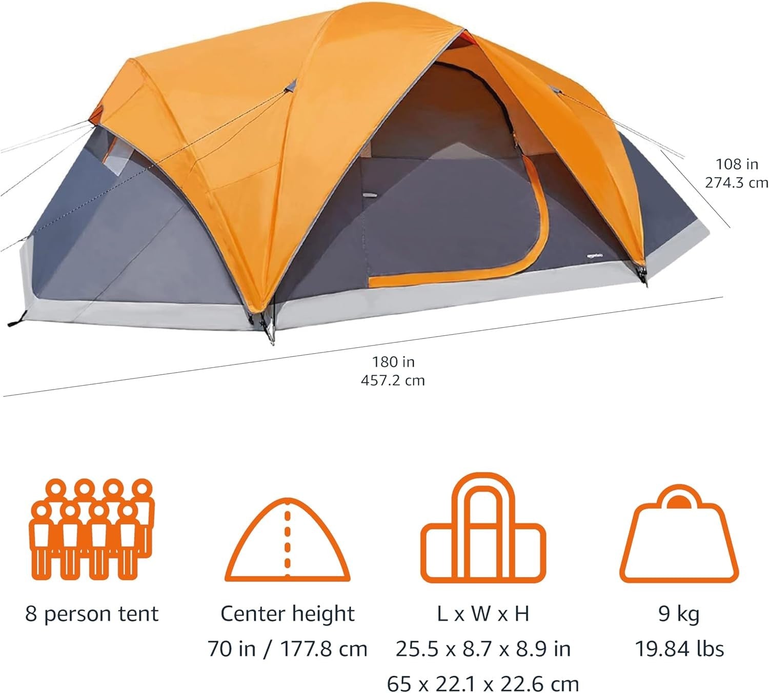 8 Person Dome Camping Tent Waterproof 3 Season Family