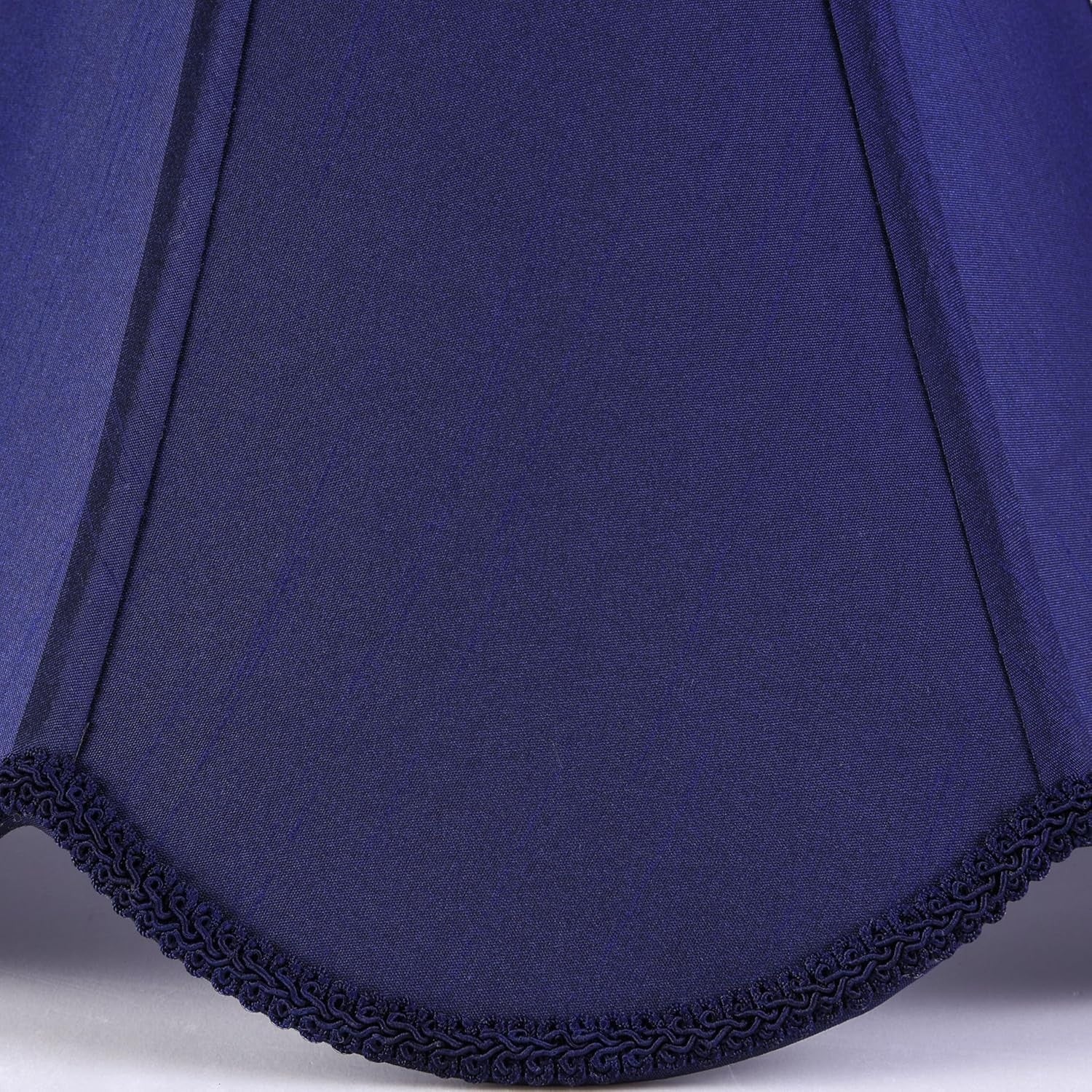 Navy Blue Bell Lamp Shades 2pc -Petal Edge Braid Scalloped Medium