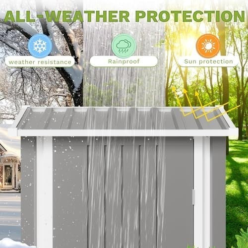 Metal Garden Storage Shed 3x3ft Waterproof Outdoor Tool Shed with Lockable Door