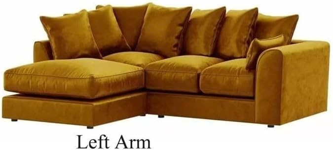 Plush Velvet L Shape Corner Sofa Set 3+2 Seater Mustard Couch Comfy Modern