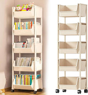 5 Tier Rolling Storage Trolley Slim Utility Cart Shelving Organizer Beige