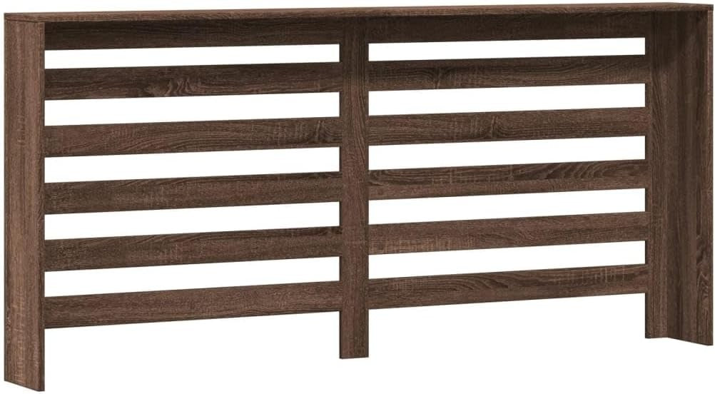 Large Brown Oak Radiator Cover Shelf 175x20x82cm – Modern Slatted Heater Cabinet