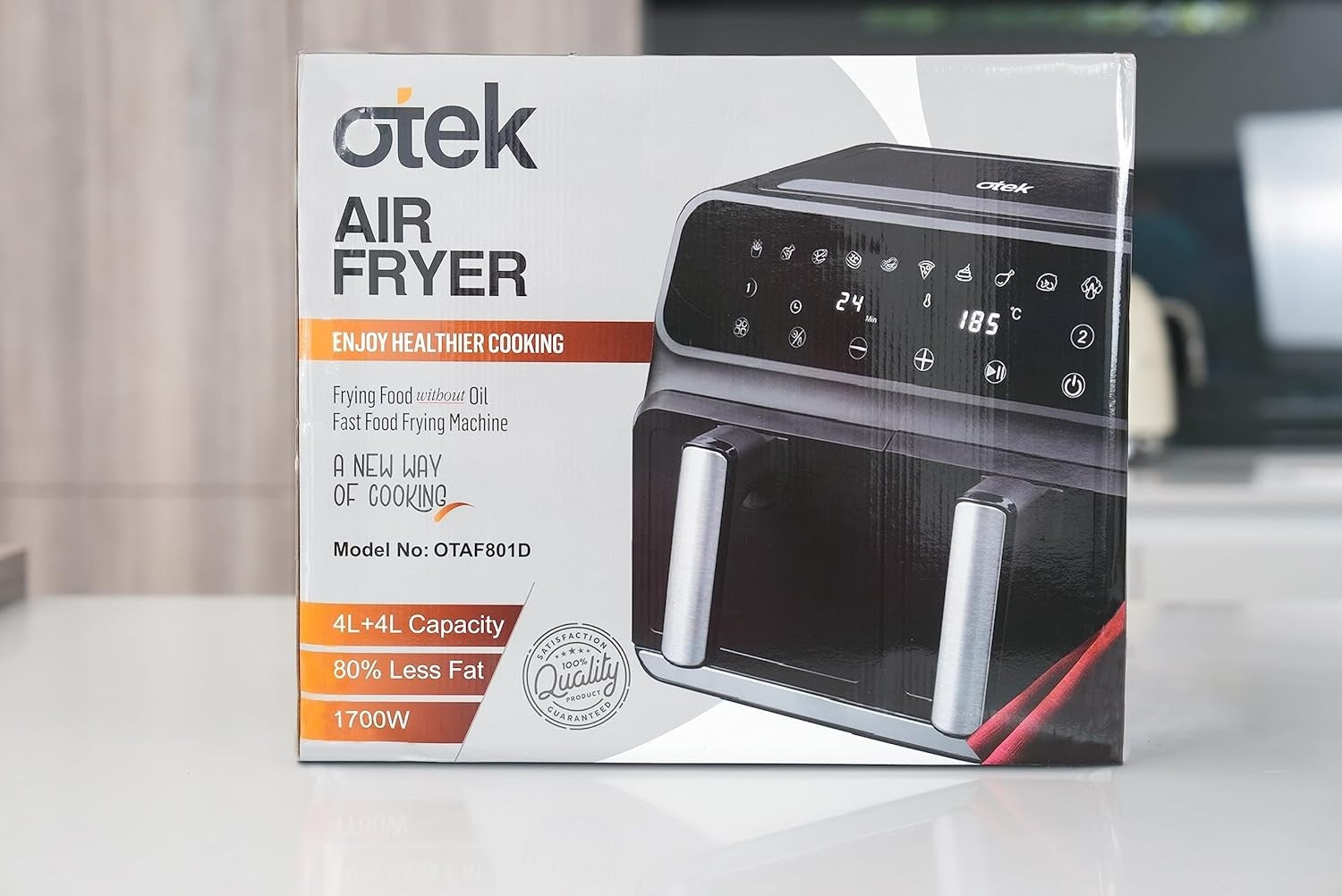 Dual Zone Air Fryer 8L 2 Drawer Touchscreen Oil Free Timer 1700W