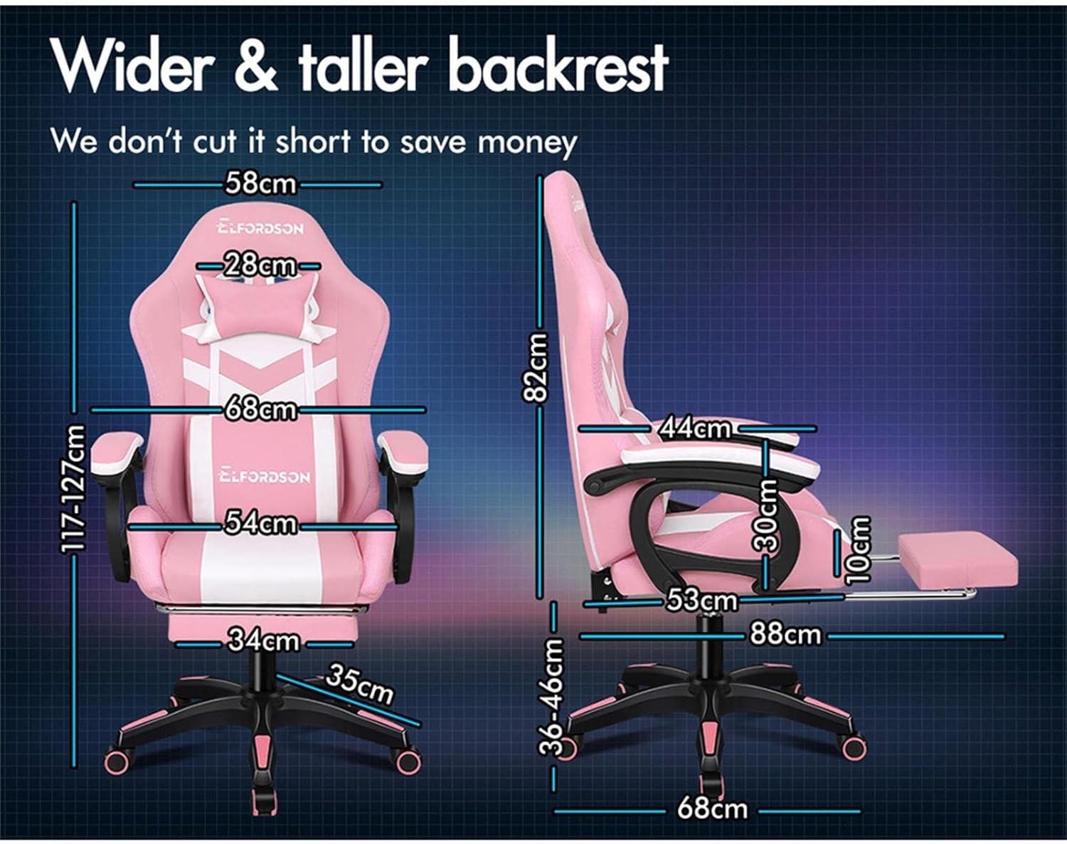 RGB LED Massage Gaming Chair Recliner w Footrest 150° Pink