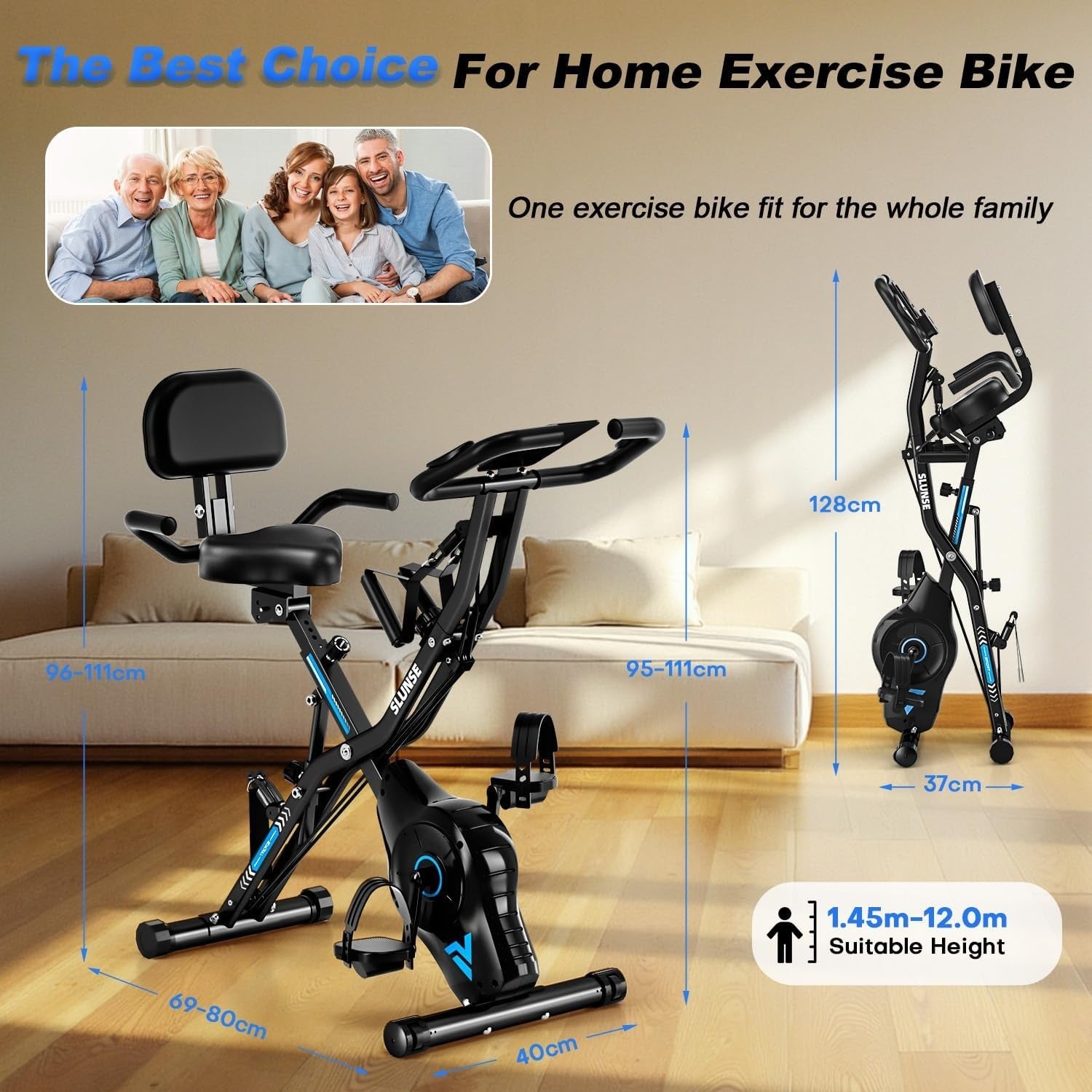 5-in-1 Folding Magnetic Exercise Bike w/ 16 Levels, LCD Monitor & 350lb Capacity