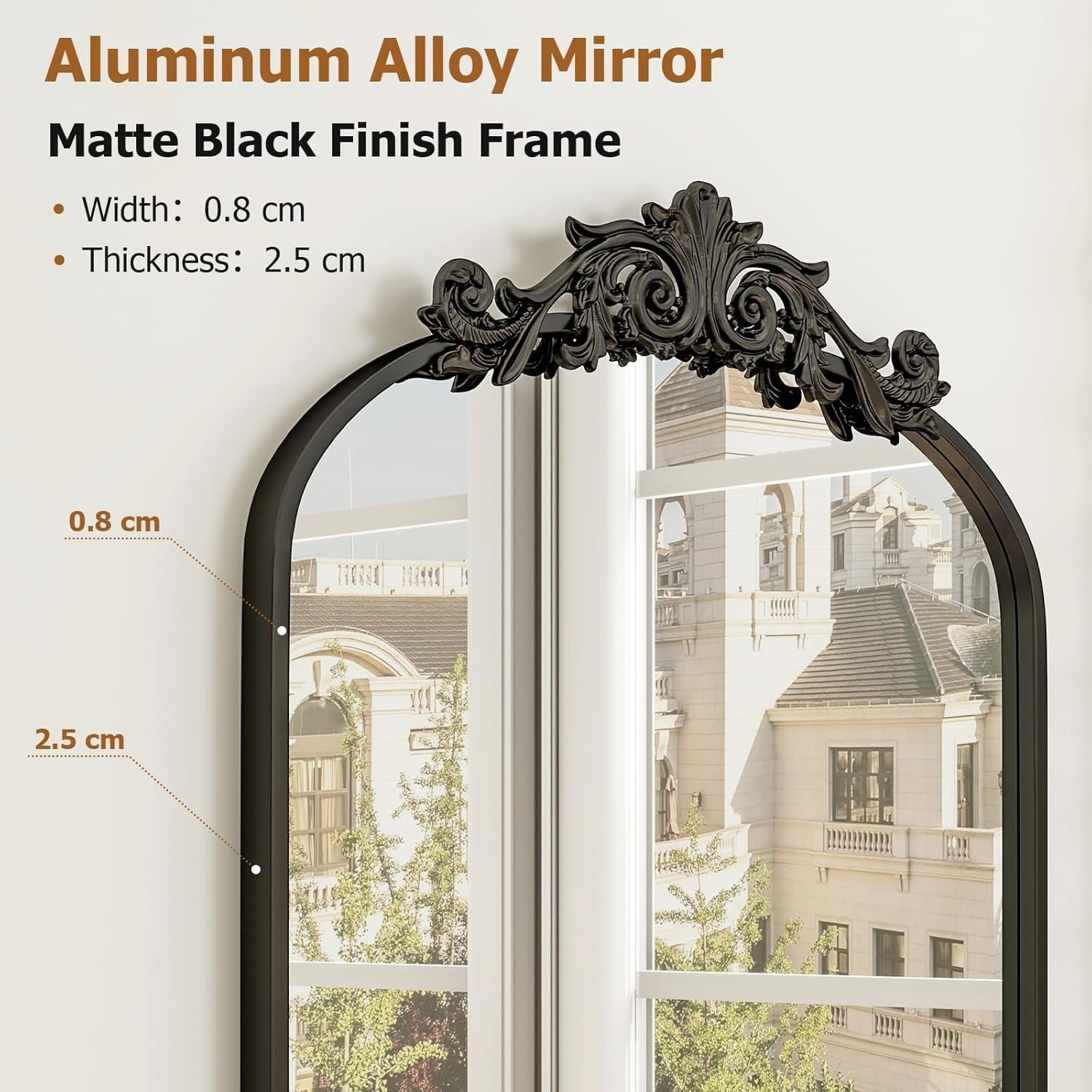 Full-Length Vintage Arched Floor Mirror | Shatterproof Glass, Retro Design 52x16