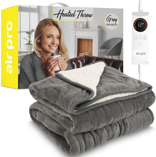 Electric Heated Throw Blanket Single Sherpa Fleece 6 Heat 130x160cm
