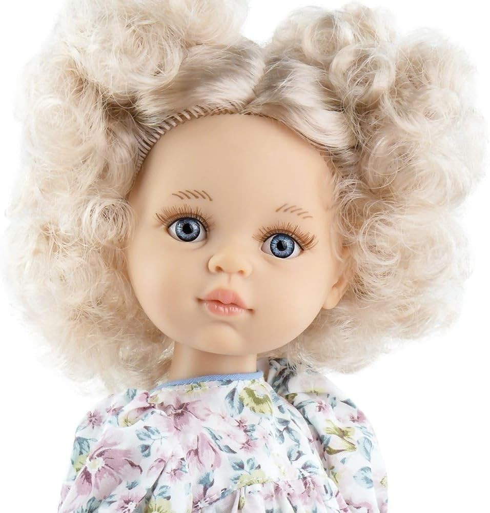 32cm Fashion Doll Curly Hair Blue Eyes Floral Dress Toddler Toy