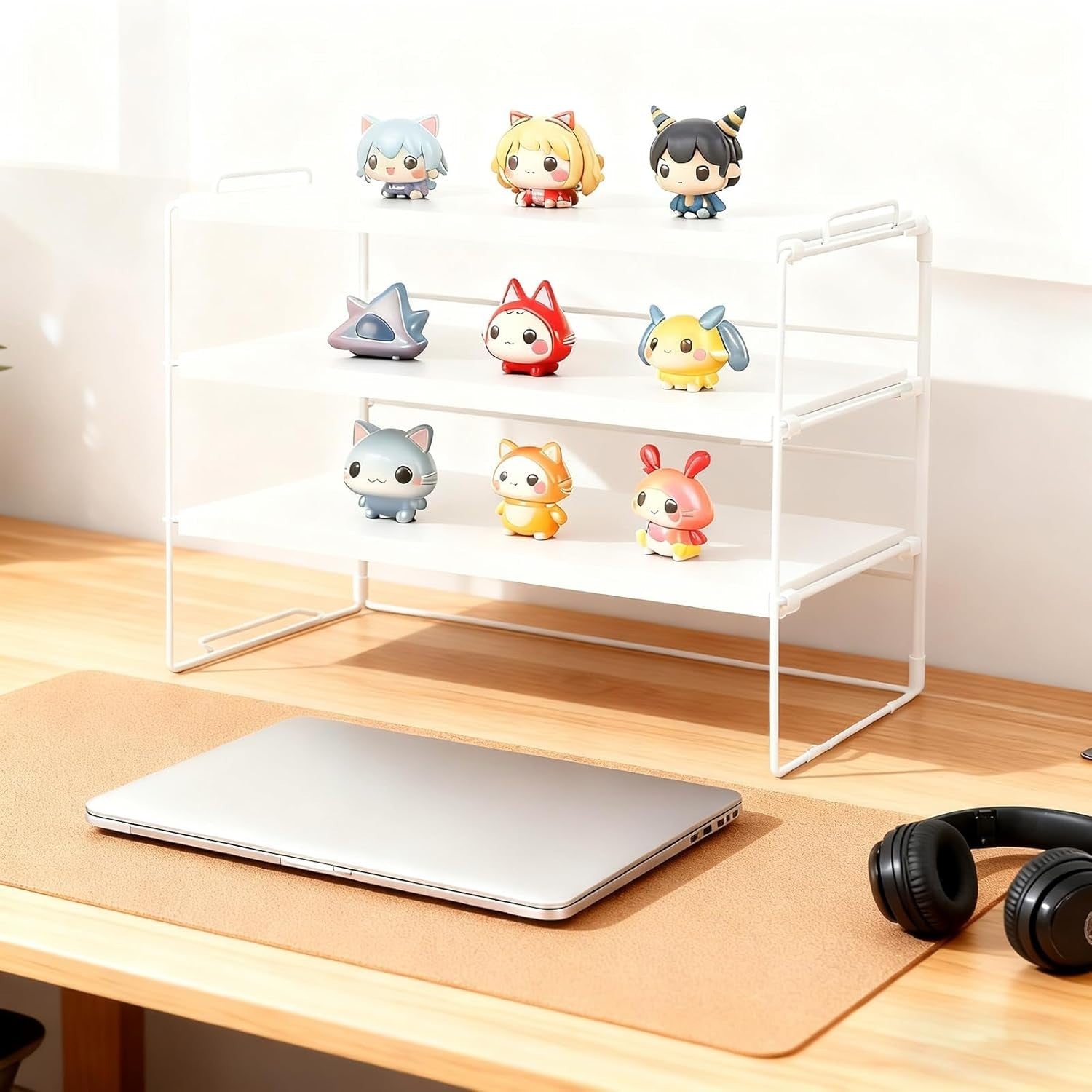 3-Tier Adjustable Desk Shelf Organiser – Desktop Storage Rack