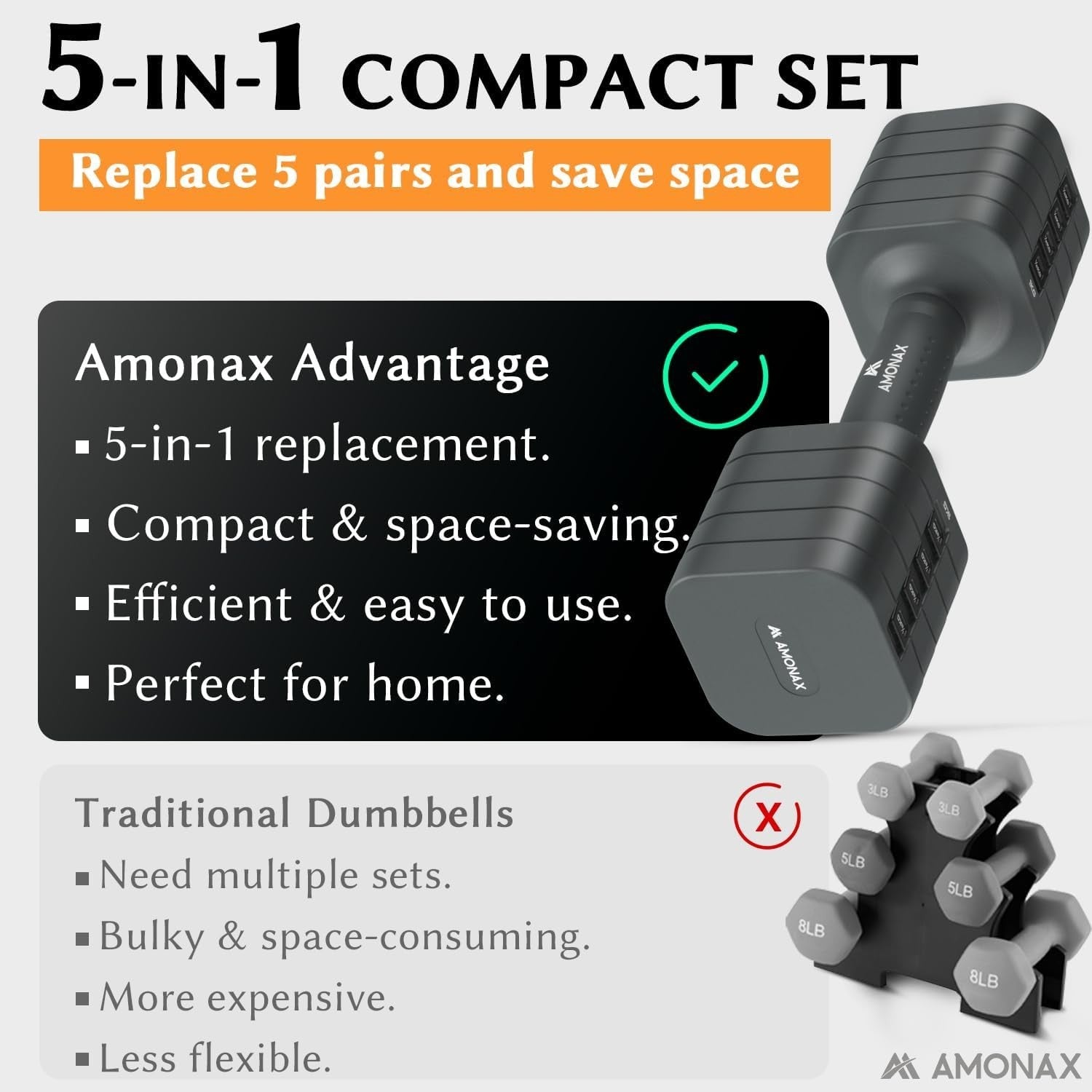 Adjustable Dumbbells Pair 1–5kg Quick Lock TPU Grip Space-Saving Home Gym