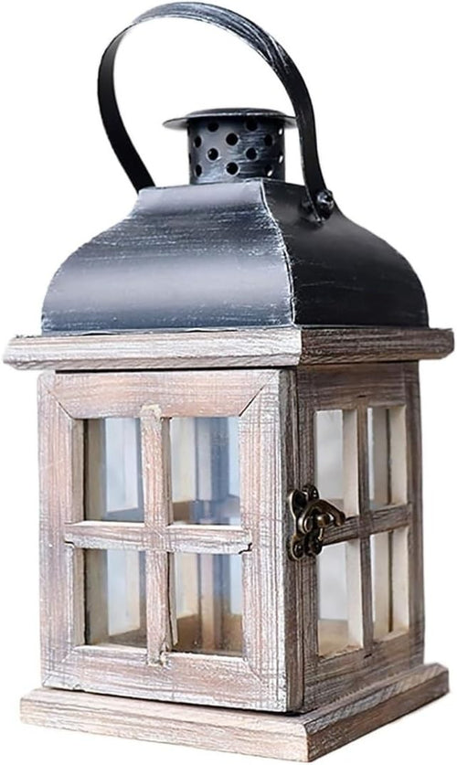 Handmade Retro Decorative Lantern Metal Candle Holder for Garden Porch Table