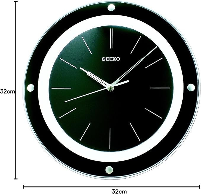 Modern 32cm Silent Sweep Wall Clock Black Silver Minimalist Home Decor