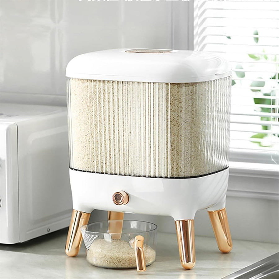 10KG Rice Dispenser Airtight Storage Container Transparent Grain Bin