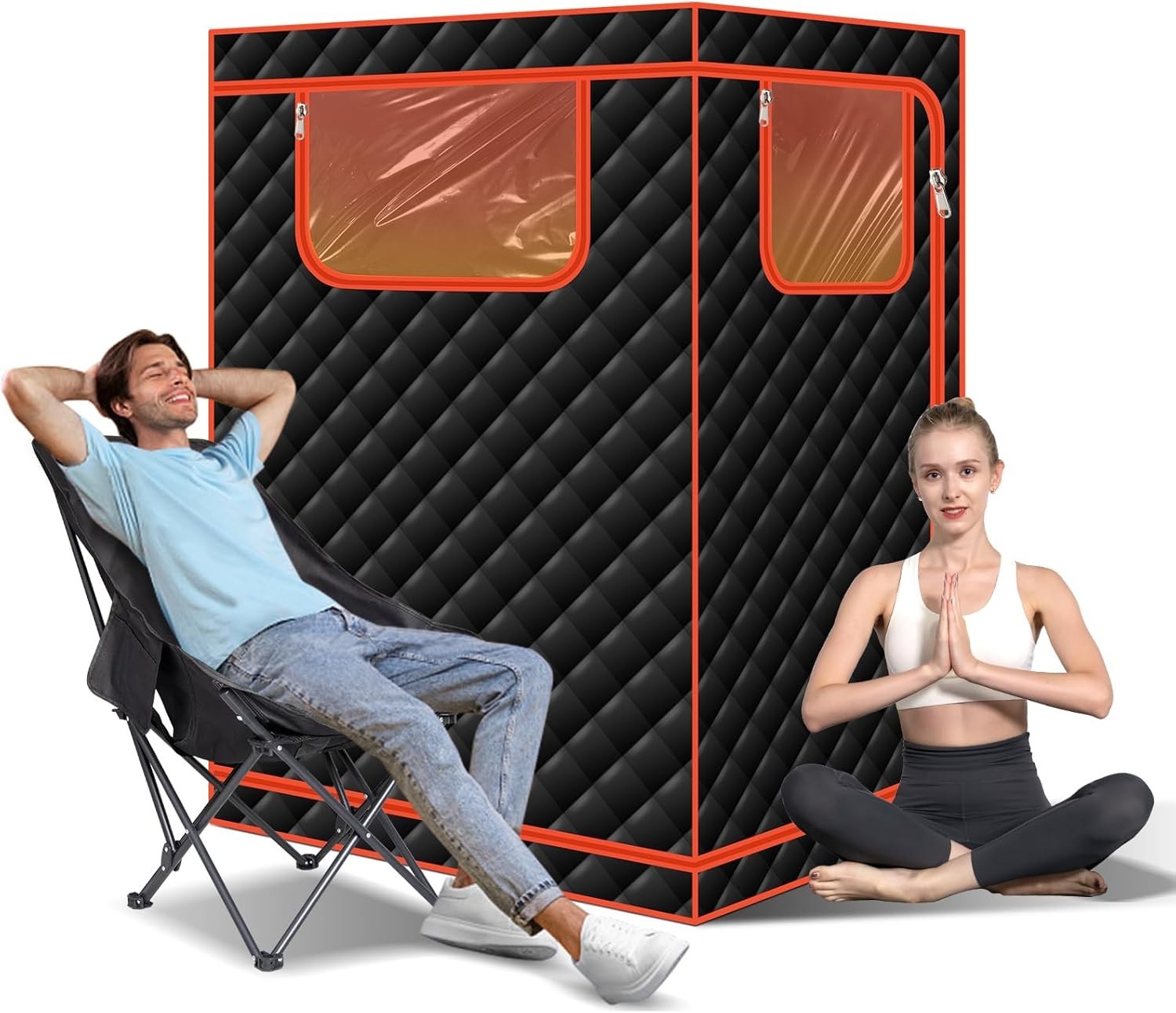 Portable Infrared Sauna Tent for 1-2 Person – Home Spa w/ Folding Chair & LED