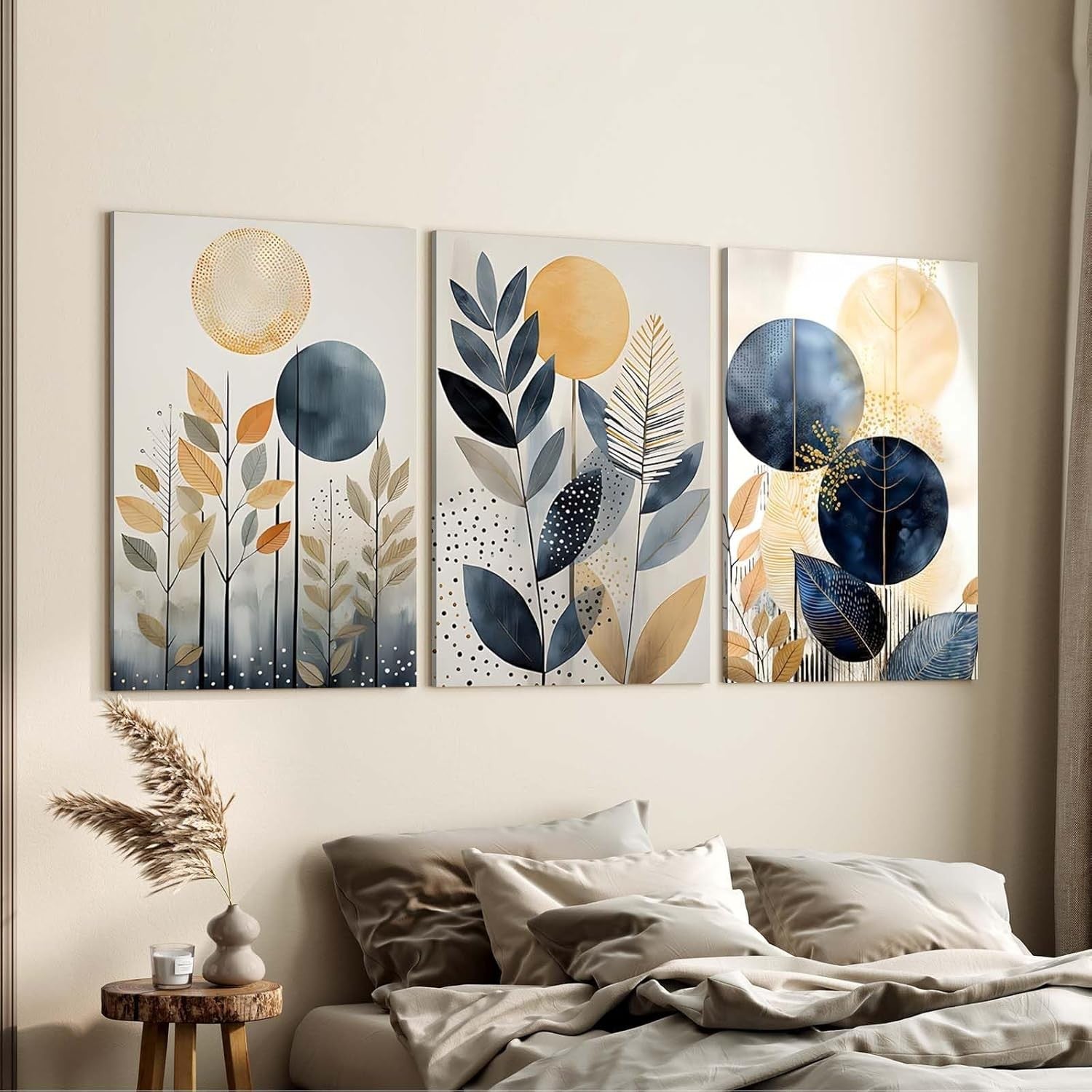 Modern Abstract Canvas Wall Art Set of 3 Framed Prints 12x16 Home Decor