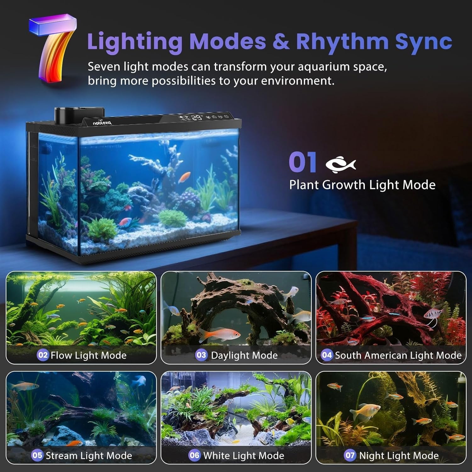 30L Smart Aquarium Starter Kit with App Control & LED Plant Light