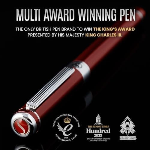 Luxury Rollerball Pen Crimson Red Chrome Medium Gift Box