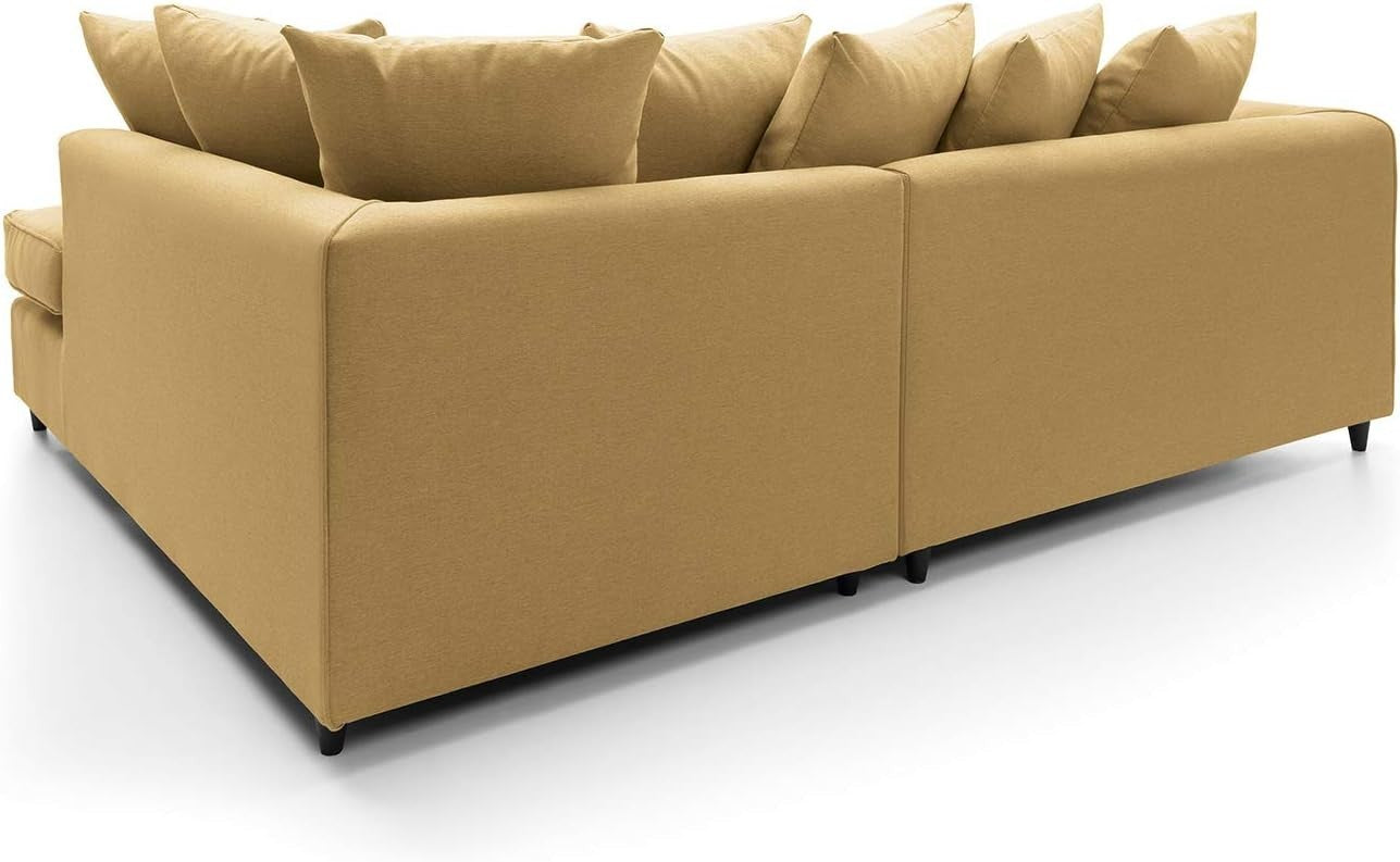 Mustard L-Shaped Corner Sofa 3 Seater Brushed Cotton Modern Comfort