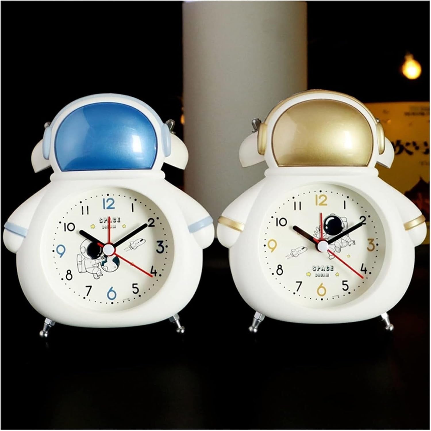 Astronaut Alarm Clock Loud Silent Non-Ticking Battery Bedside Desk Clock