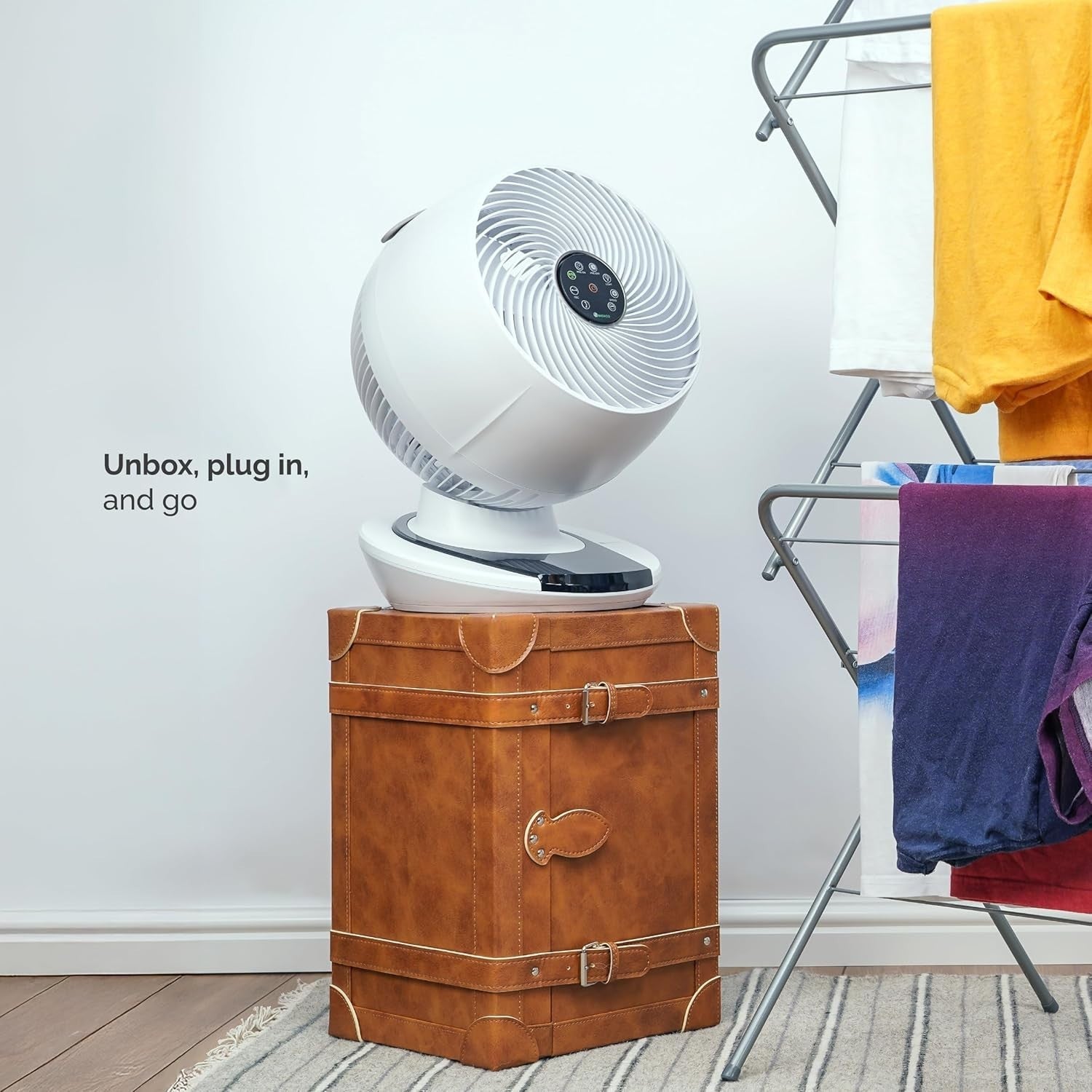 Cool Quiet Table Fan with Remote Control – 12 Speed Air Circulator Desk White