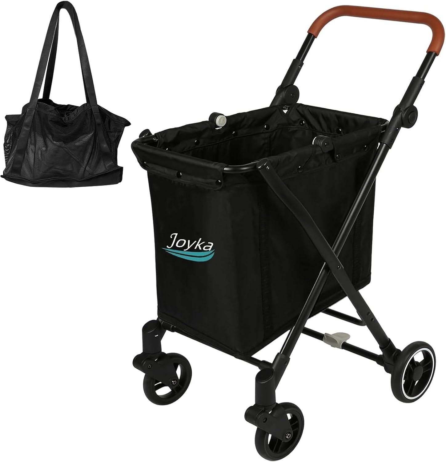 70L Foldable Shopping Trolley with Insulated Liner & Wheels for Groceries
